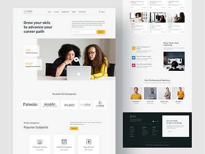 E-learn Education Landing Page design e learn education website e learn website e learning website education platform minimal online courses online education online platform ui uidesign user interface ux