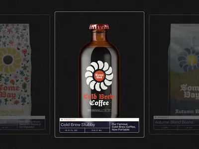 Someday Coffee product UI animation bottle branding coffee cold brew design facts flower identity illustration logo module motion graphics nutrition packaging product stubby typography ui web design