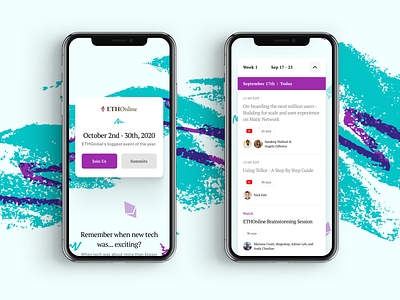 Ethereum Mobile Hackathon Site 90s clean design digital flat jazz minimal mobile purple simple teal texture vintage web