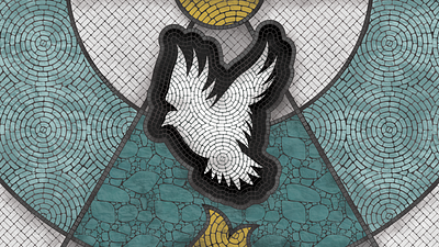 The Time Is Now bird dove fire fly flying holy illustration mosaic spirit sun texture tile