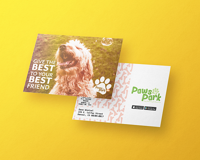 Doggie Daycare App Direct Mail Postcard Mockup app branding design dog graphic design layout logo mailer mockup postcard print print design print layout ui vector