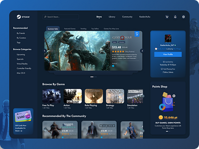 Steam Redesign design game app steam store app ui ui design web design