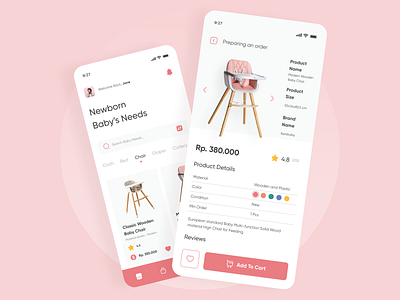 Newborn Baby E-commerce Mobile Concept app design baby clean cleanui e commerce ecommerce mobile design newborn newborn baby