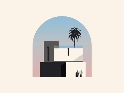 Modern House architecture beach branding building design holiday home hotel house icon illustration logo minimalist palm real estate simple tree