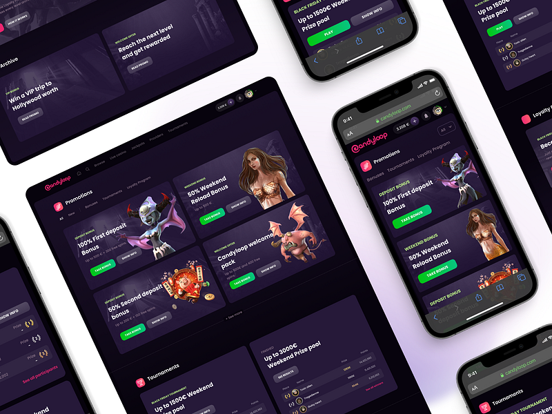 Candyloop: Promotions betting bonuses candy loop casino casino online characters gambling interface promo interface promo page promotions tournaments