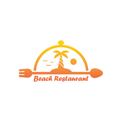 Beach Restaurant Logo beach branding cafe coconut design exclusive food fork illustration island logo modern restaurant sea spoon sun sunset tree vector