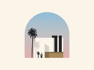 Minimal House 2d architecture building design flat holiday home hotel house icon identity illustration logo minimal modern palm real estate simple tree