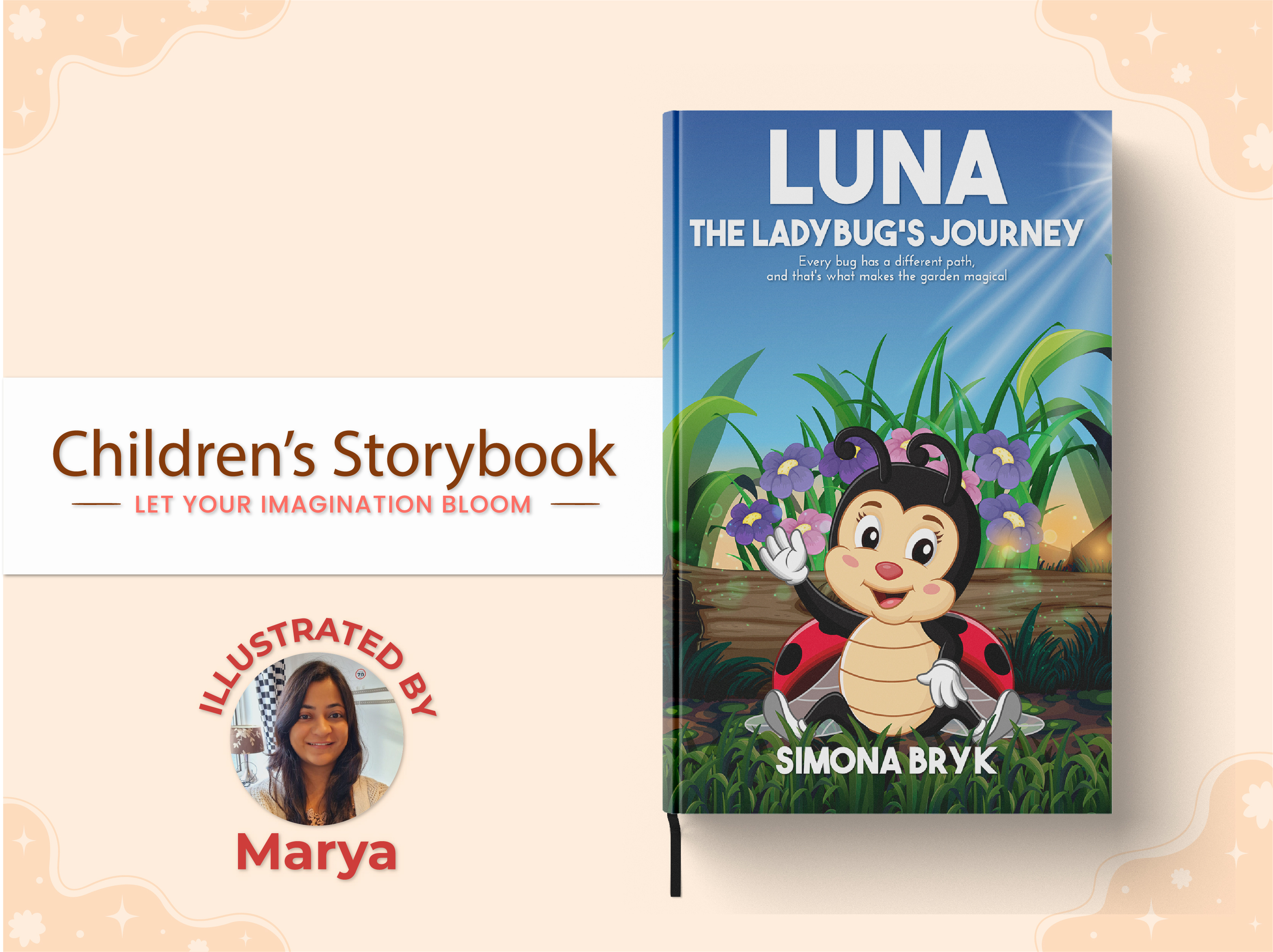 LUNA The Ladybug's Journey (FULL COVER) bookcoverdesign bookillustration cartoonillustration characterillustration childfriendly childrensbook childrensbookart childrensillustration colorfulillustration cuteillustration digitalillustration graphic design illustration kidsart kidsbook kidsillustration picturebook playfulillustration storybookillustration whimsicalillustration