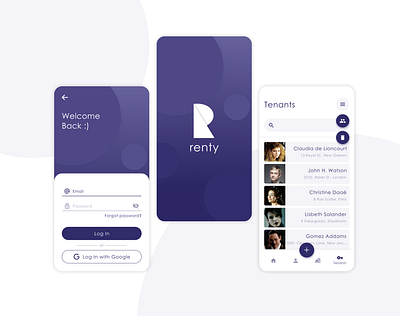 Renty App app design logo ui ux