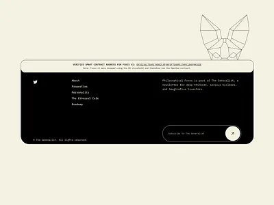 Philosophical Foxes - Footer design crypto footer footer design nft nfts ui design uiux web design webflow website design