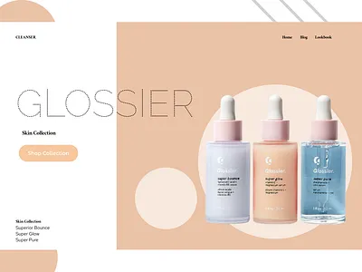 Glossier Product Fictional Landing Page aesthetic dailyui design glossier minimalism practice ui