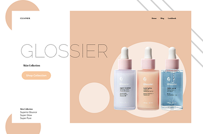 Glossier Product Fictional Landing Page aesthetic dailyui design glossier minimalism practice ui