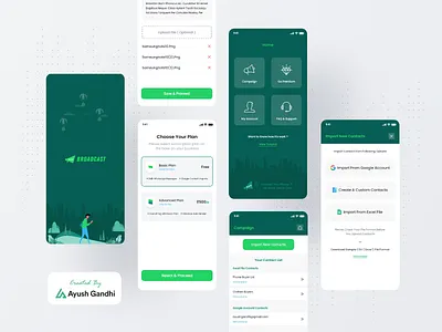 Broadcast - WhatsApp Bulk Message Service app appui branding bulkmessages design graphic design group homescreen illustration login signup subscription table ui ui ux uidesign uiux whatsapp