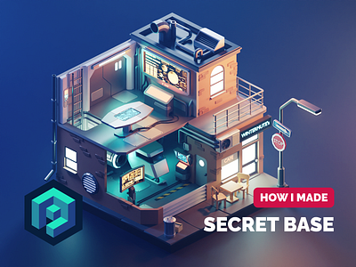 Secret Base Tutorial 3d blender diorama illustration isometric lowpoly render tutorial