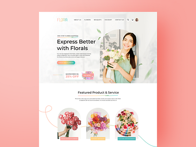 FLORA - Flowershop Concept Landing Page Design business concept creative design figma design florist flowershop graphicdesign landing page logo shop ui web design webdesign website