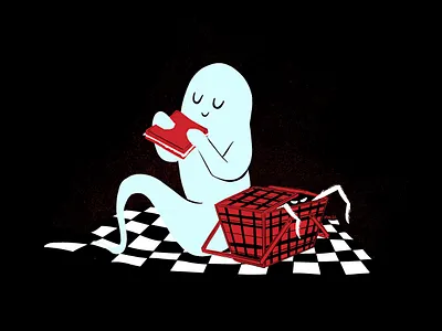 Basket character character design design ghost halloween horror illustration mid century retro spider vintage