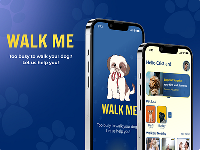 Walk Me - A Dog Walker Booking App app case study design dog pet product design ui uiux case study ux