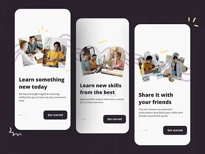 Online course app onboarding UI screens app design course app design graphic design ios iphone minimal mobile onboarding screens onboarding ui online course app ui ui ux design ui design uidesign uiux ux