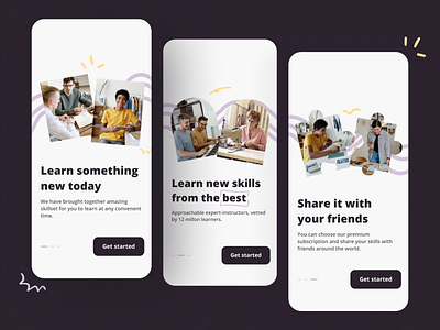 Online course app onboarding UI screens app design course app design graphic design ios iphone minimal mobile onboarding screens onboarding ui online course app ui ui ux design ui design uidesign uiux ux