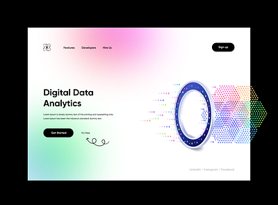 Data Analytics Minimal Landing Page analytics concept dataanalytics design digitaldata herosection homepage illustration landingpage product design typography ui uiux uiuxdesign uiuxdesigner websitedesign