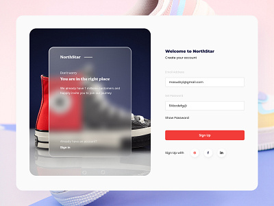NorthStar 2021 awesome design branding design graphic design header most poppular service shoe design sign in sign up trendy design ui ux