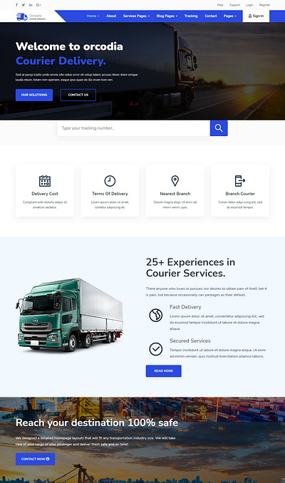 Orcodia - Courier & Delivery Service HTML Template template