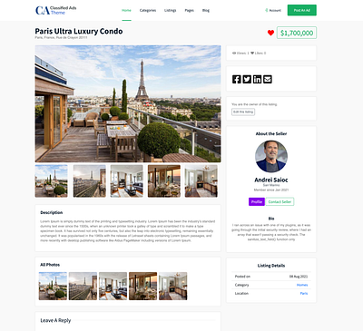 Classified Ads Single Listing Page classified theme uiux web design wordpress