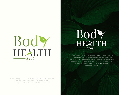 Body Health Shop logo concept brand design branding clean cosmetic creative logo design green health healthcare leaf logodesign minimal modern nature organic shop trendy typography