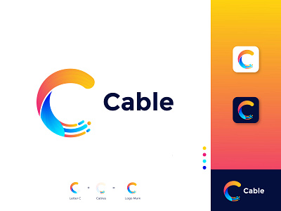 Modern C Letter | Cable - Logo Design. brand identity design branding branding identity gradient logo graphic design graphics pouch letter logo logo logo design logo designer logo free logo maker modern c letter modern logo vector