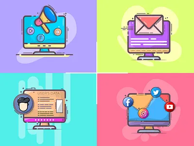 Digital Marketing Illustration branding creative illustration digital art digital illustration digital marketing graphic design icon design icon set illustration illustration art illustrations interface illustration marketing product social media vector illustration web illustration