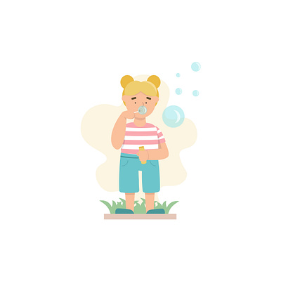 A Girl Blowing Bubbles adobe illustrator art character custom design digital art flat illustration illustrator vector