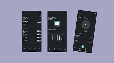 Time Management App Design alarm app ios mobile design time management ui uiux design world clock