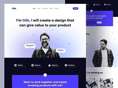 Gilb - Personal Website Portfolio blog dark mode hero landing page personal portfolio purple web web design website