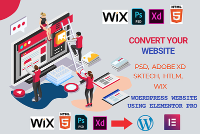 I will convert html,abode xd,psd,figma,wix to wordpress website convertwebsite htmltowordpress wixtowordpress wordpress wordrpesswebsite