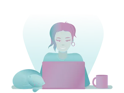 Freelance with a cat illustration vector