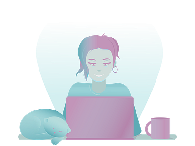 Freelance with a cat illustration vector