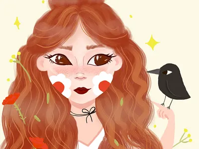 Лесная нимфа animation branding design graphic design illustration typography ui ux vector web девушка птица цветы