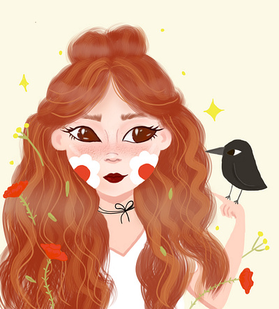 Лесная нимфа animation branding design graphic design illustration typography ui ux vector web девушка птица цветы