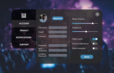 Settings page UI - Music app design graphic design ui ux