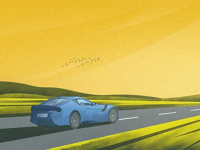 Field Down View blue car color color palette design graphic design green illustration illustration car landscape landscape design srabon arafat tree vector yellow