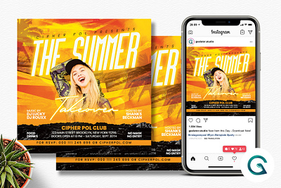 Summer Party Flyer Template club concert dj flyer instagram party print summer template