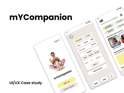 mYCompanion: dog walking app dog walking app graphic design product design ui ux