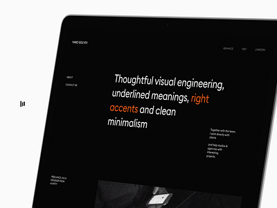 About page on yarogolyev.com design minimal mockup portfolio ui ux