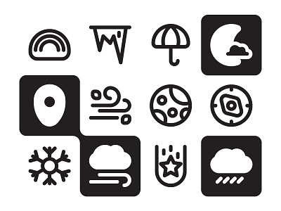 Weather Icon Set ☁️ branding climate cloud day flat icon forecast icon icon design illustration logo moon outdoor rain sky snow sun temperature thunderstorm ui vector