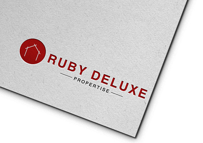 RUBY real estate logo branding circle company design homes house illustraion logo mock up negative space paper propertise real estate real estate logo red rent text vector