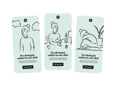 Mental Health Illustrations in Use 🍷😞💊 colorful depression design illustration interface kapustin linear melancholy mental health mobile outline set ui ux vector