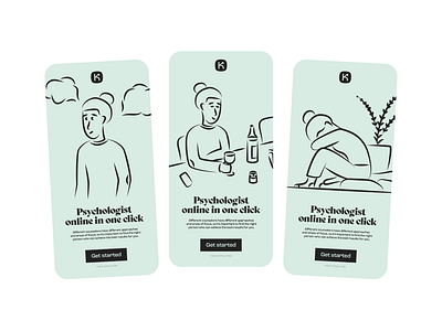 Mental Health Illustrations in Use 🍷😞💊 colorful depression design illustration interface kapustin linear melancholy mental health mobile outline set ui ux vector