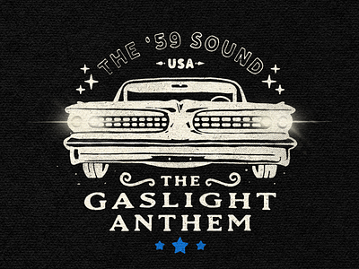 The '59 Sound americana badge badge design blk market brian fallon car design graphic design illustration lockup merch design music procreate texture the gaslight anthem type badge type lockup typography vintage