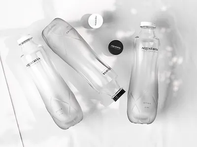 Aquatavia Water black bottle brand branding clean design fresh glass hunap hunapstudio illustration kapor logo mineral minimal package water white yoga