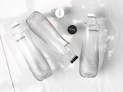 Aquatavia Water black bottle brand branding clean design fresh glass hunap hunapstudio illustration kapor logo mineral minimal package water white yoga
